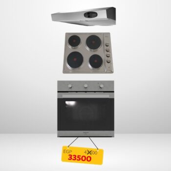 Kitchen Line Built-in flat hood set, 60 cm, stainless, suction power 335 m3/h, KREA LX-IX-F60, Built-in electric hob, 60 cm, 4 burners, stainless Zp.EN4010, Built-in electric oven, 66 liters, 60 cm, stainless, FE6V063AXN.B00