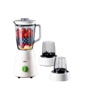 Braun 3 in 1 Blender with Chopper and Grinder 500 Watt White JB0123WH
